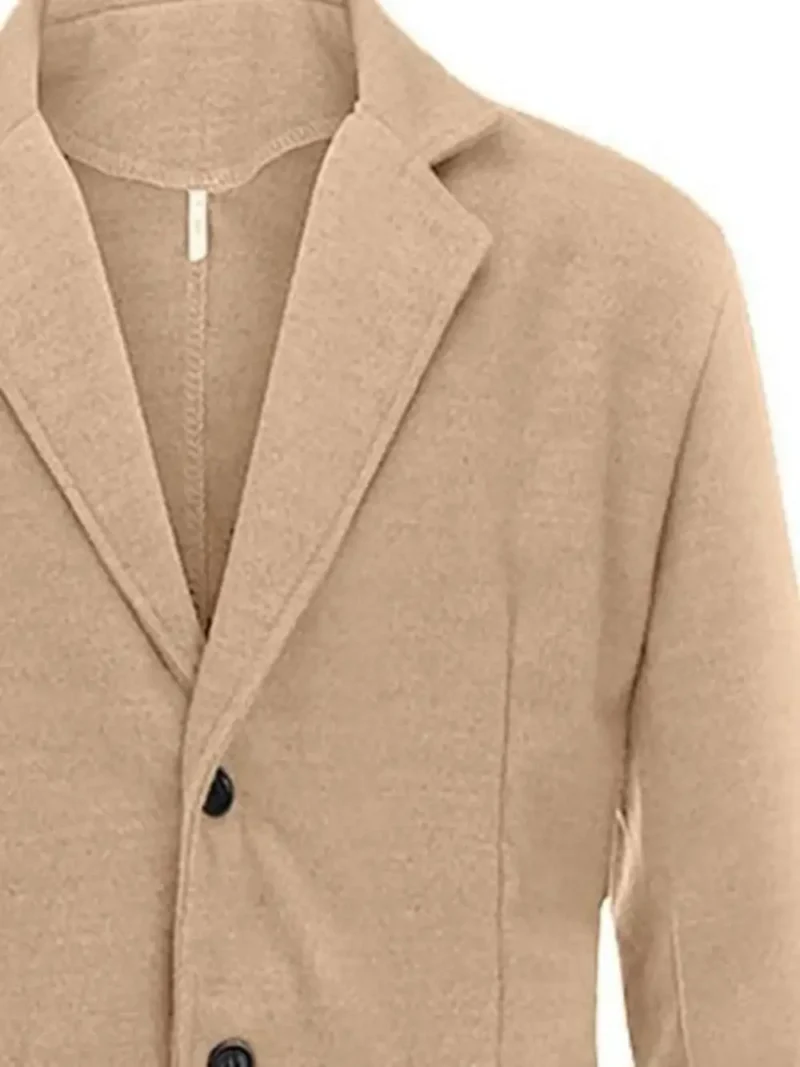 Classic British Style Wool Blend Long Overcoat for Men - Image 3