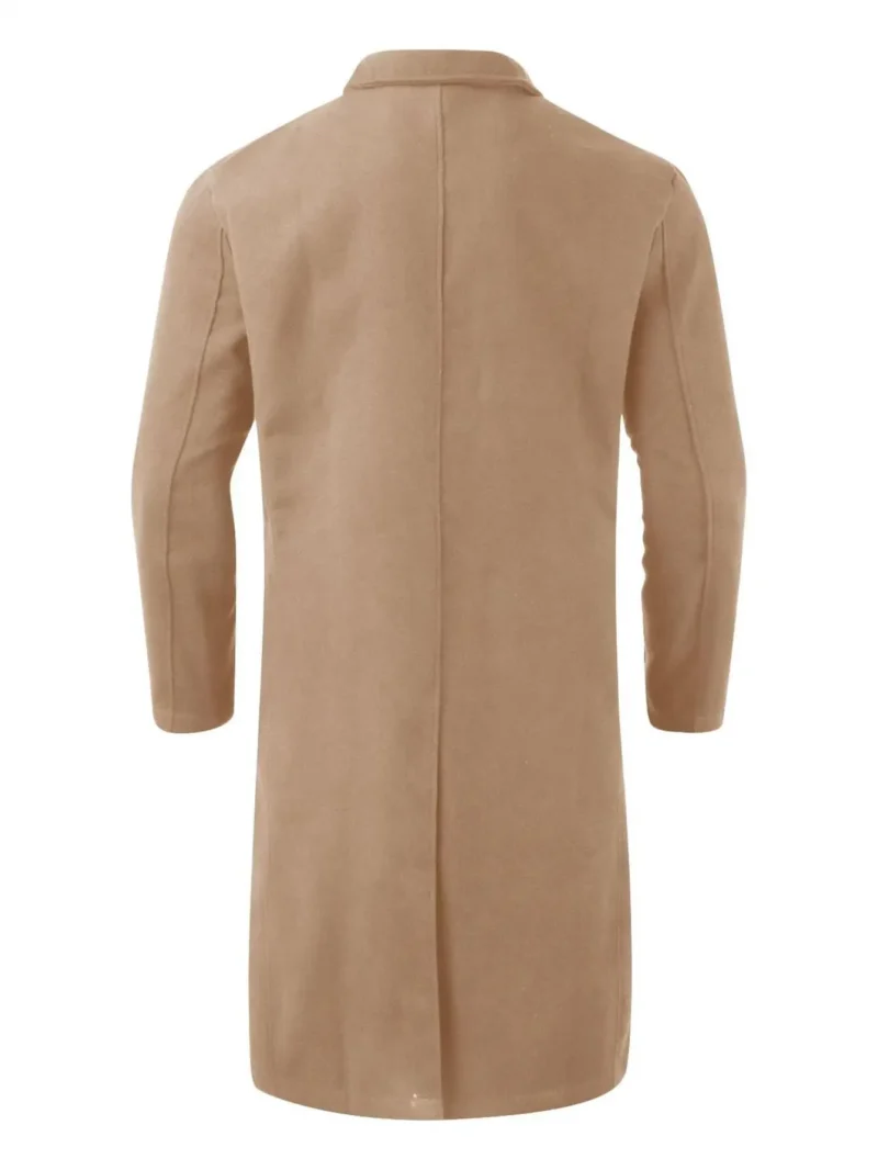 Classic British Style Wool Blend Long Overcoat for Men - Image 4