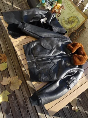 Premium Sheepskin Shearling Bomber Jacket for Men Winter