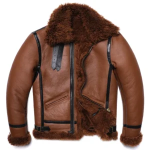 Premium Sheepskin Shearling Flight Jacket with Wool Lining for Men