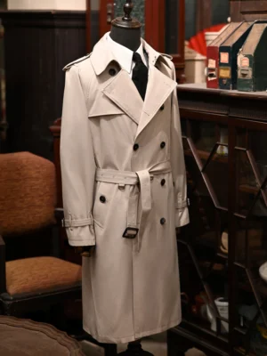 Classic Double Breasted Extra Long Trench Coat for Men