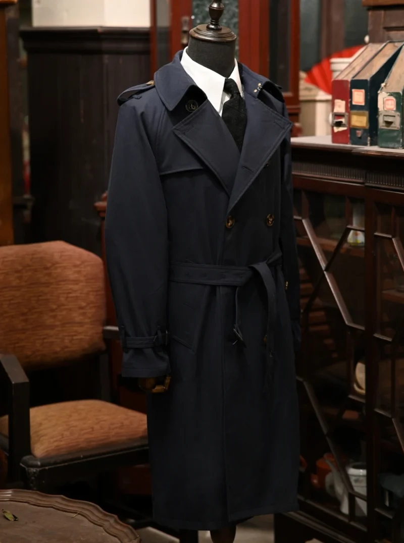 Classic Double Breasted Extra Long Trench Coat for Men - Image 12