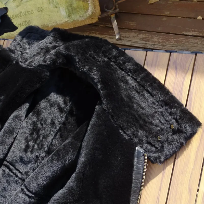 Premium Sheepskin Aviator Jacket with Real Fur Lining for Men - Image 6