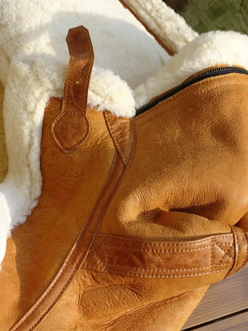 Premium Shearling A2 Aviator Jacket with Horsehide Exterior for Men - Image 3