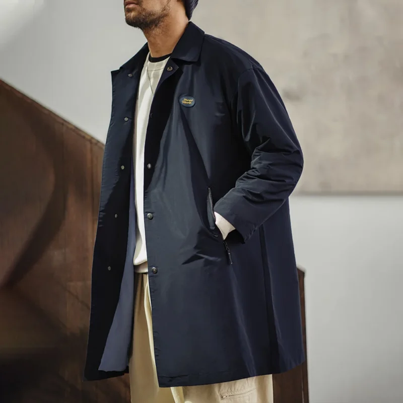 Men's Vintage Balmacaan Waterproof Trench Coat with Classic Collar - Image 3