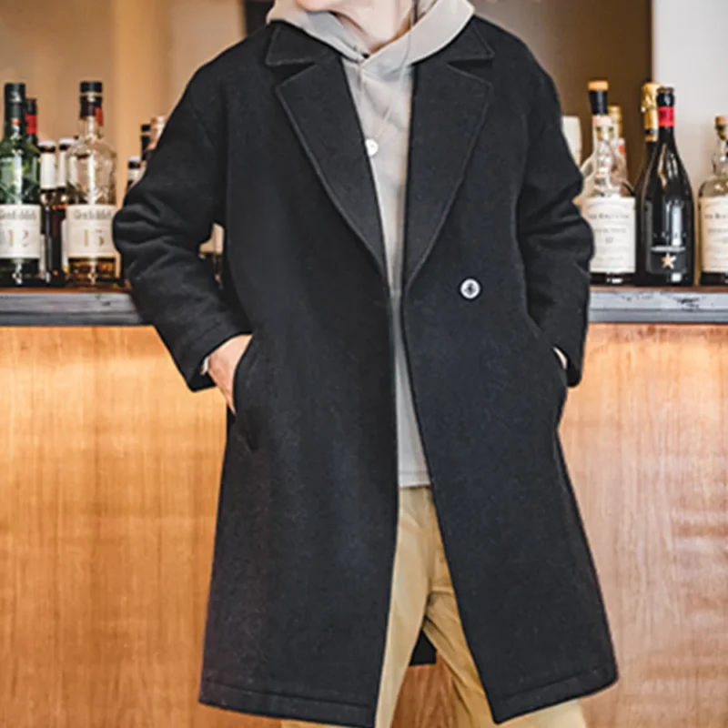 Classic Wool Single Breasted Overcoat for Men