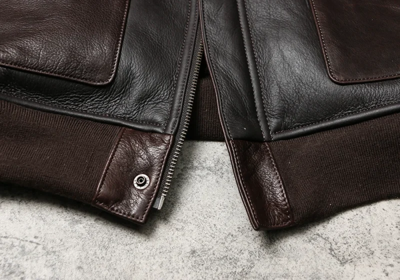 Men's Classic A2 Pilot Shearling Leather Jacket with Sheepskin Fur Lining - Image 3