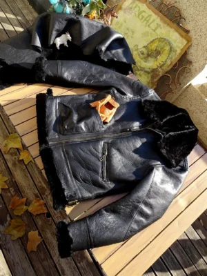 Premium Sheepskin Aviator Jacket with Real Fur Lining for Men