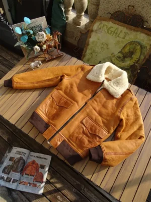 Premium Shearling A2 Aviator Jacket with Horsehide Exterior for Men