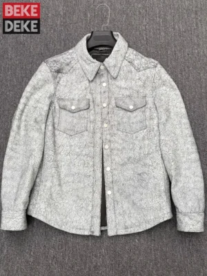 Men's Genuine Sheepskin Leather Jacket Slim Fit Turn-down Collar Single Breasted