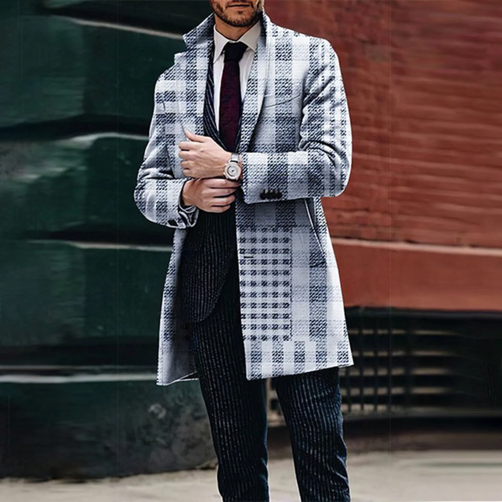 Side by side comparison of classic fit and slim fit pea coat silhouettes