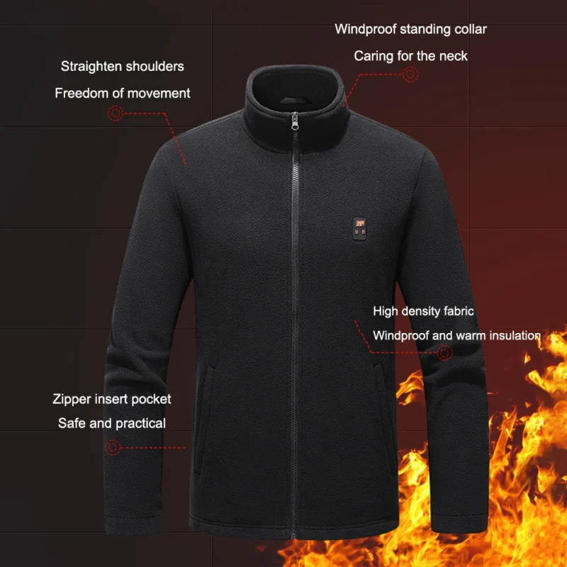 Men's 9-Zone USB Heated Jacket with 3 Temperature Settings for Outdoor Activities - Image 3