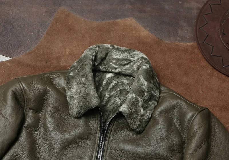 Men's Classic G1 Pilot Shearling Leather Jacket with Fur Lining - Image 2