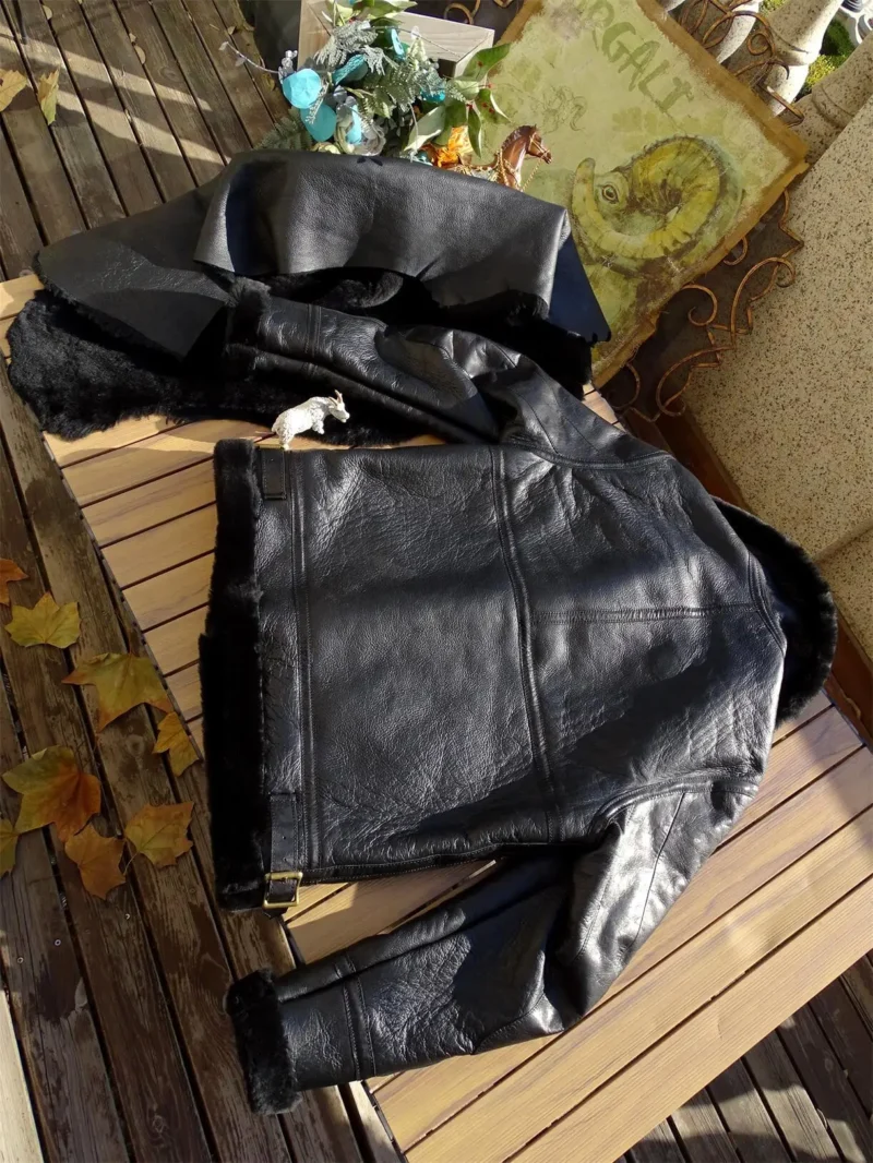 Premium Sheepskin Aviator Jacket with Real Fur Lining for Men - Image 2