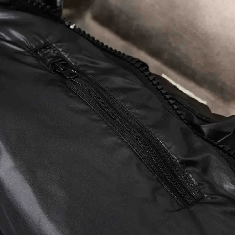 Men's Metallic Puffer Jacket with Detachable Hood - Image 5