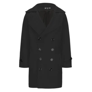 Classic Double Breasted Wool Peacoat for Men Winter Outerwear
