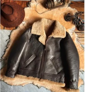 Premium Genuine Shearling B3 Leather Bomber Jacket for Men