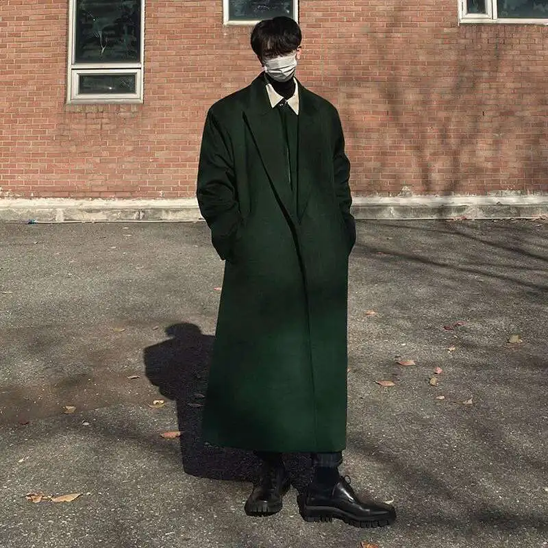 Men's classic wool car coat showing proper length and fit