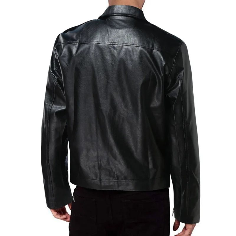 Classic PU Leather Motorcycle Jacket Slim Fit Zip-Up Coat for Men - Image 4