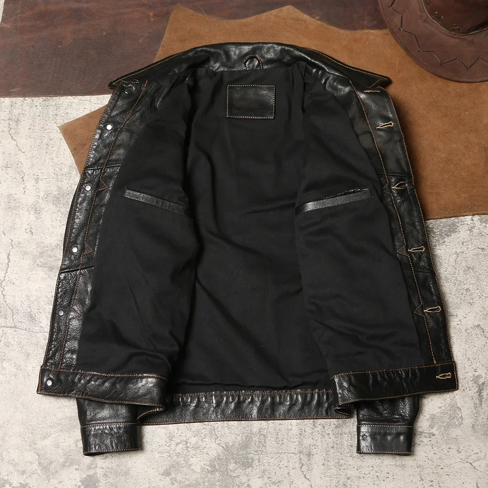 Versatile leather jacket styled for spring layering options