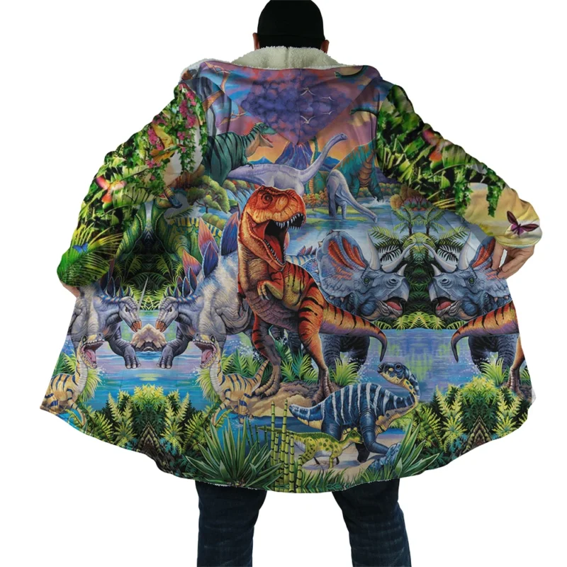 Premium Tiger Pattern Hooded Cloak Fleece Overcoat for Men - Image 2
