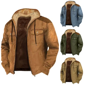 Men's Detachable Hood All-Weather Slim Jacket with Pockets
