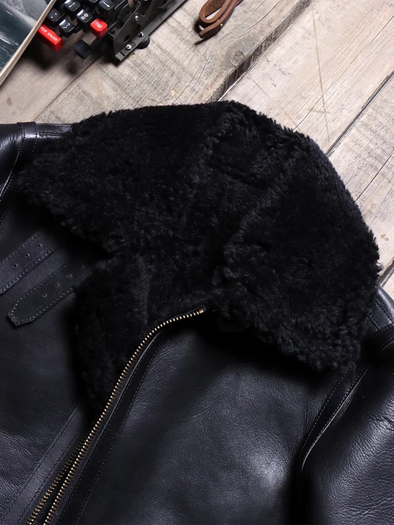 Premium Sheepskin B3 Flight Jacket with Shearling Collar for Men - Image 3