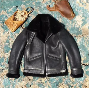Premium Men's B3 Bomber Shearling Leather Jacket with Wool Lining