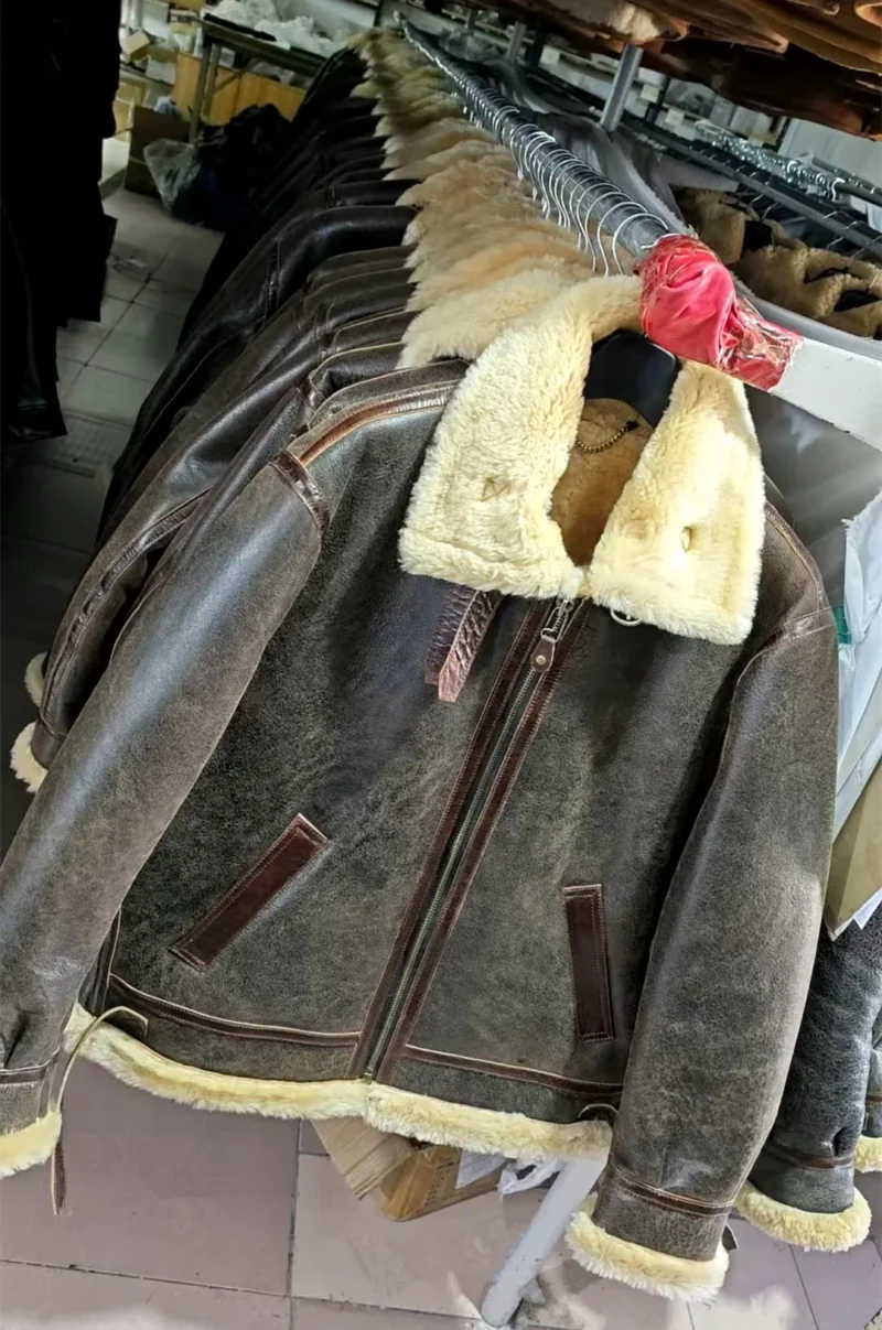 Premium Sheepskin B6 Pilot Jacket with Genuine Fur for Men - Image 7
