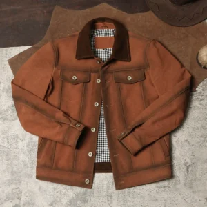 Men's Premium Cowhide Leather Jacket with Distressed Lapel for Casual Wear