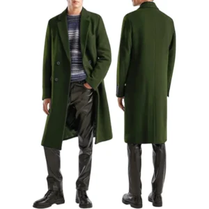 Men's Classic Wool Blend Double Breasted Long Winter Coat