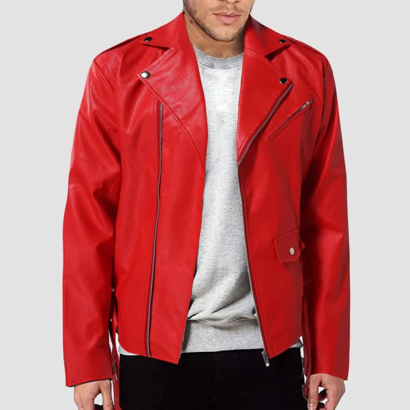 Classic PU Leather Motorcycle Jacket Slim Fit Zip-Up Coat for Men - Image 2