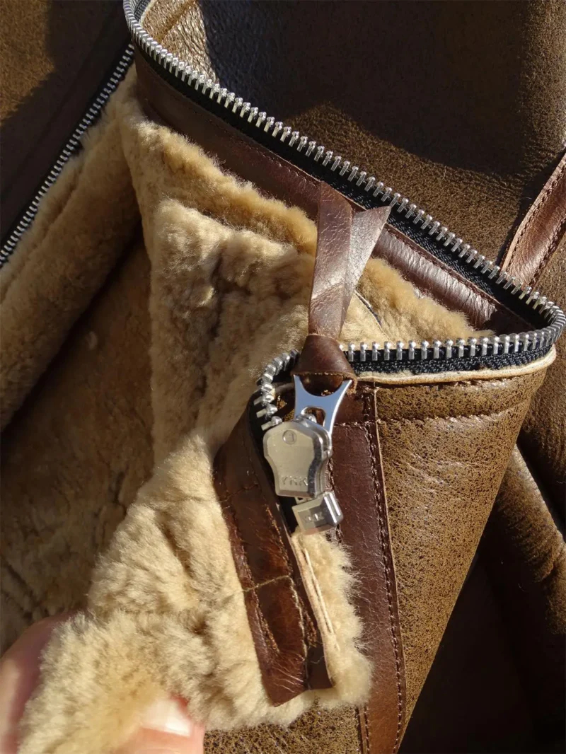 Men's Classic B3 Bomber Shearling Sheepskin Jacket with Fur Lining - Image 6