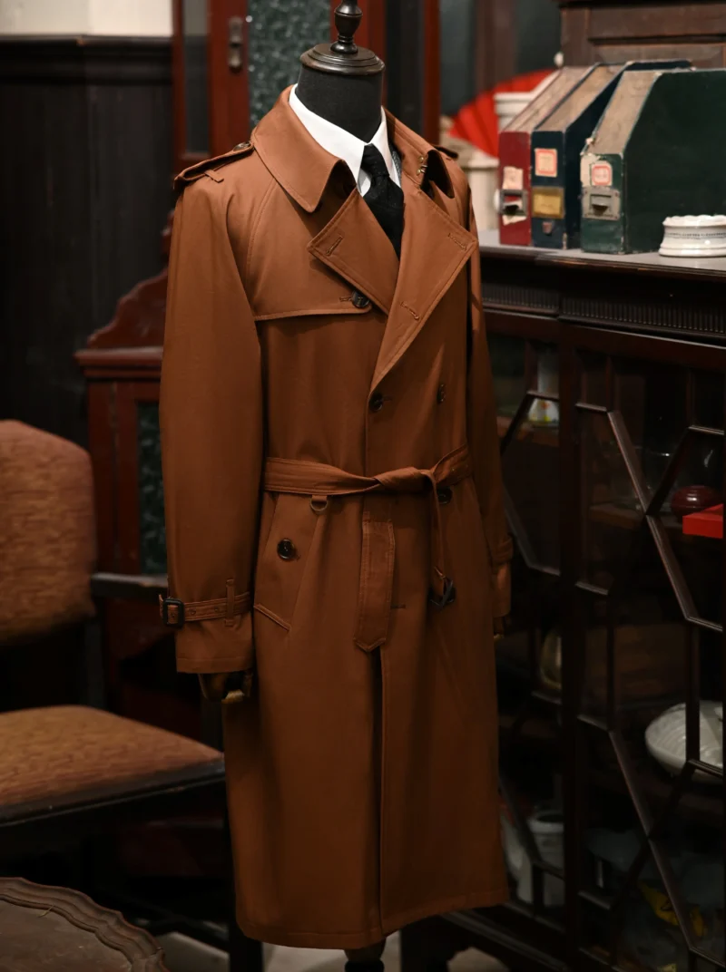 Classic Double Breasted Extra Long Trench Coat for Men - Image 5