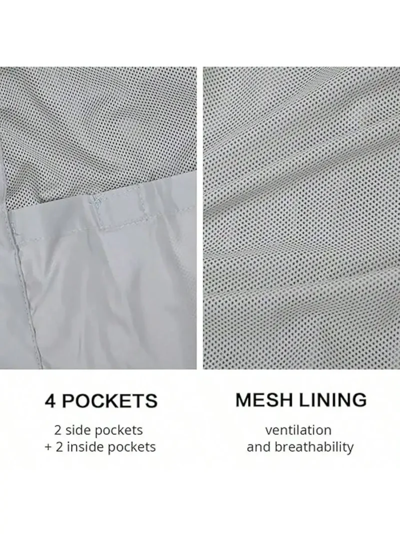 Men's Lightweight Waterproof Hooded Windbreaker Jacket with Zipper - Image 3