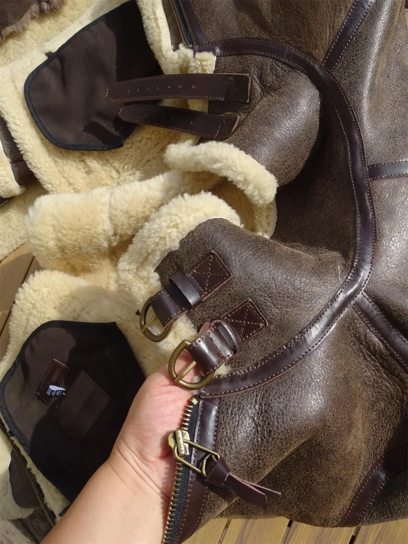 Premium Sheepskin B6 Pilot Jacket with Genuine Fur for Men - Image 3