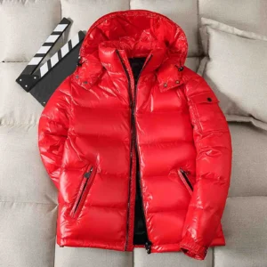 Men's Metallic Puffer Jacket with Detachable Hood