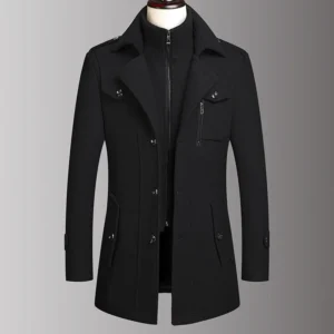 Premium Double Collar Wool Blend Winter Coat for Men