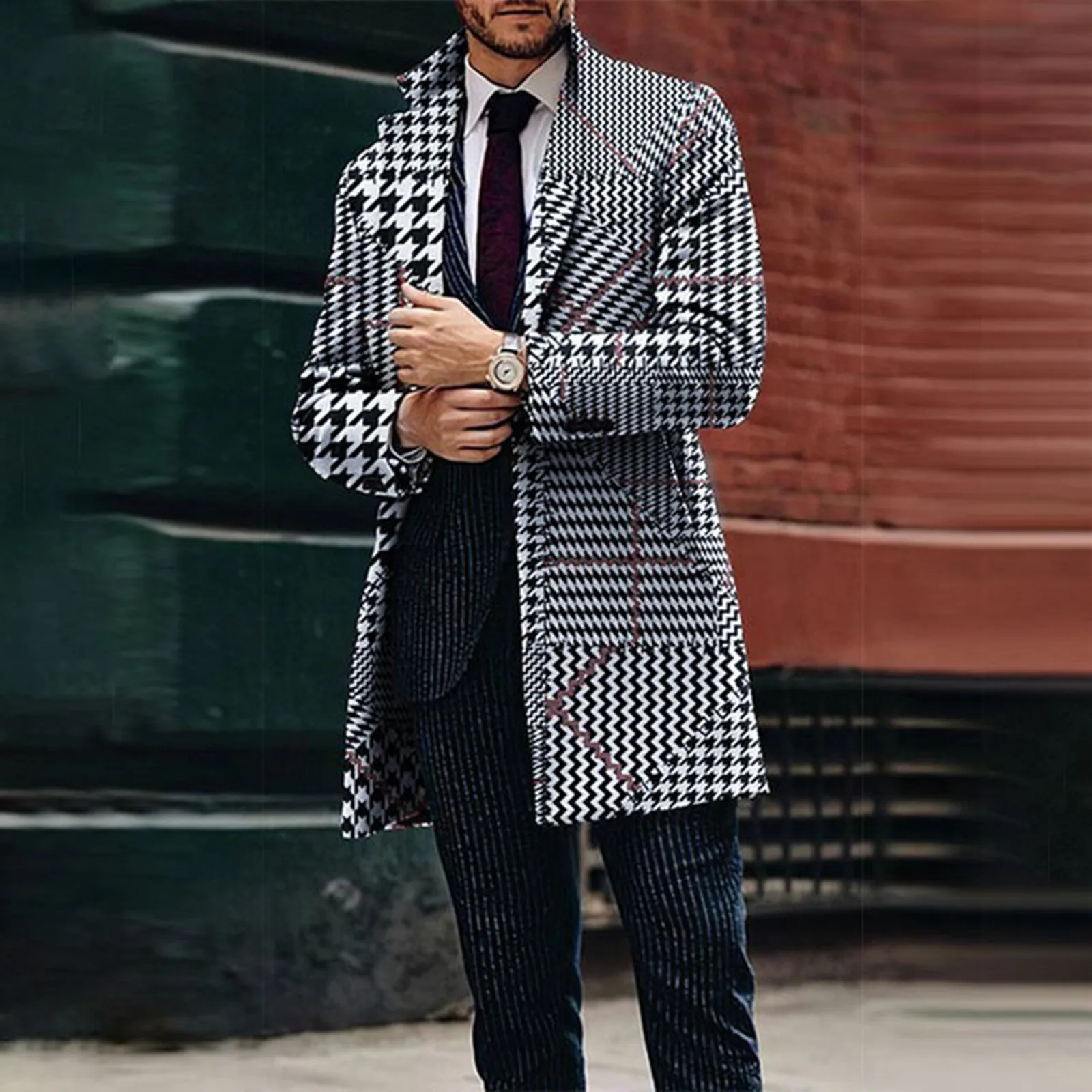 Premium wool blend pea coat showing texture and quality materials