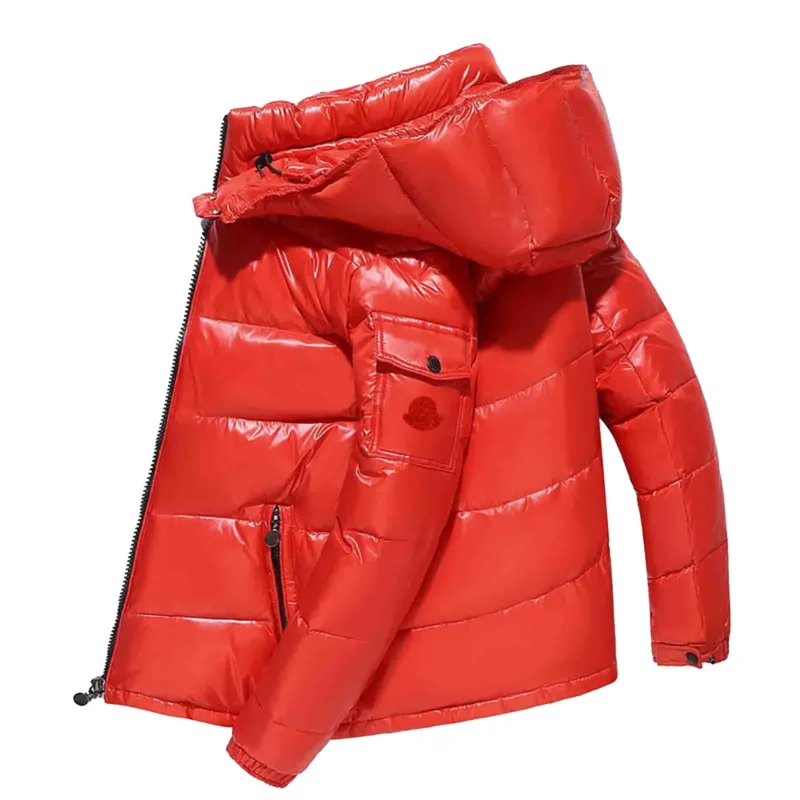 Men's Metallic Puffer Jacket with Detachable Hood - Image 4