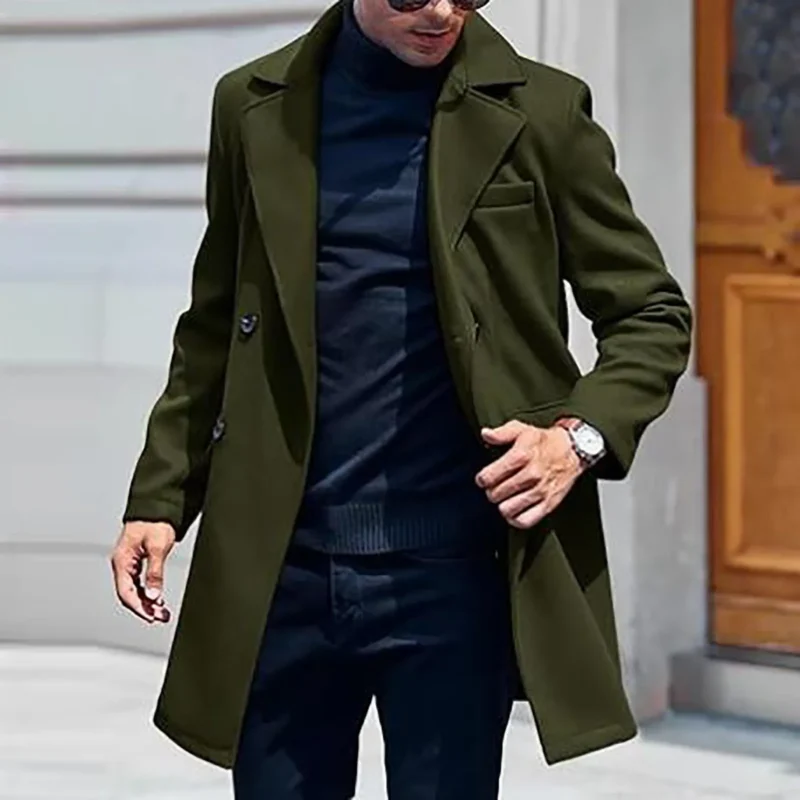 Classic Men's Double Breasted Trench Coat with Detachable Hood - Image 3