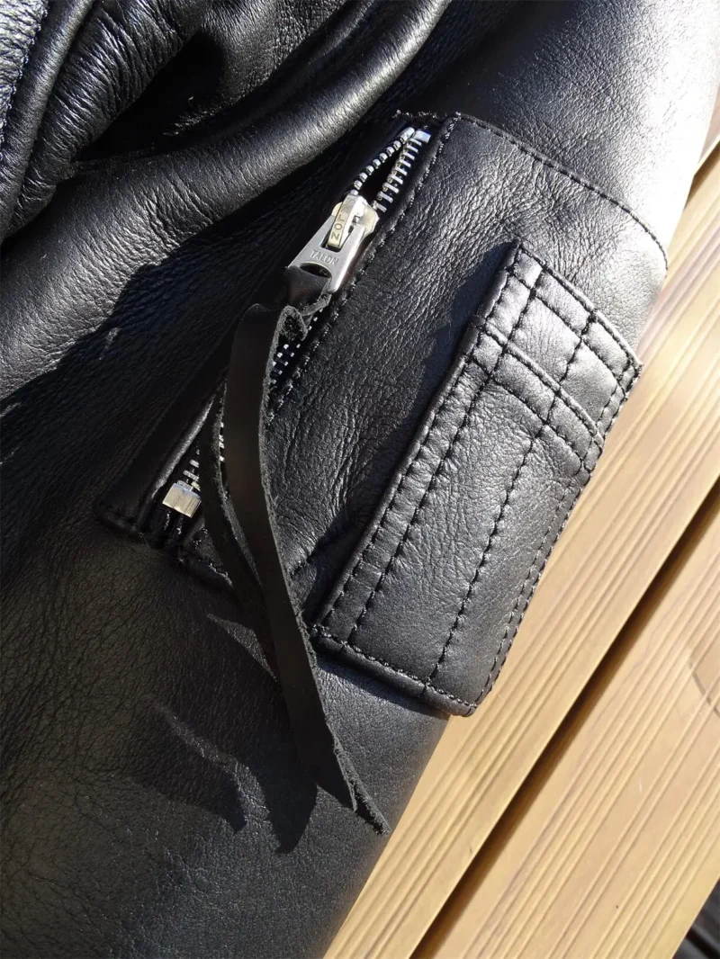 Premium Sheepskin Shearling Bomber Jacket for Men Winter - Image 6