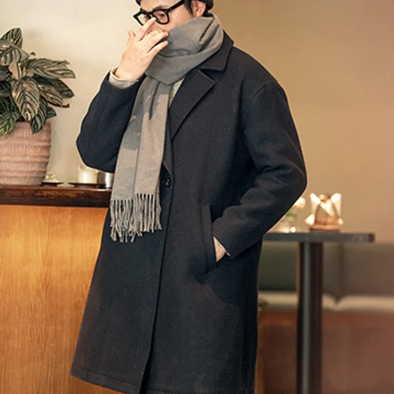 Classic Wool Single Breasted Overcoat for Men - Image 2
