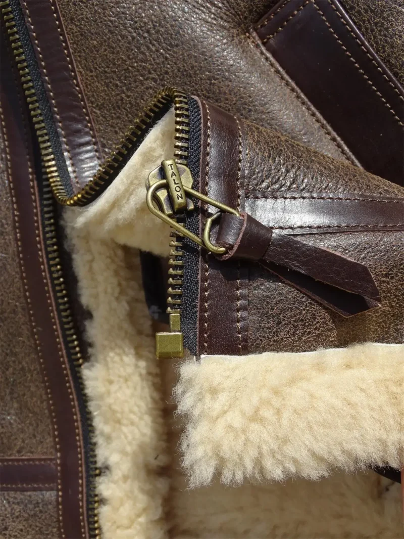 Premium Sheepskin B6 Pilot Jacket with Genuine Fur for Men - Image 5