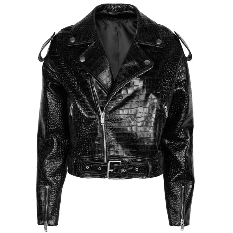 Premium Sheepskin Leather Biker Jacket with Turn-down Collar for Men - Image 9