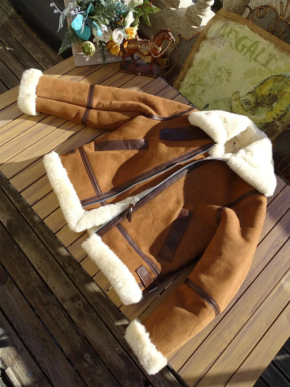 Technical construction details showing baffle design and draft prevention features in a premium winter coat