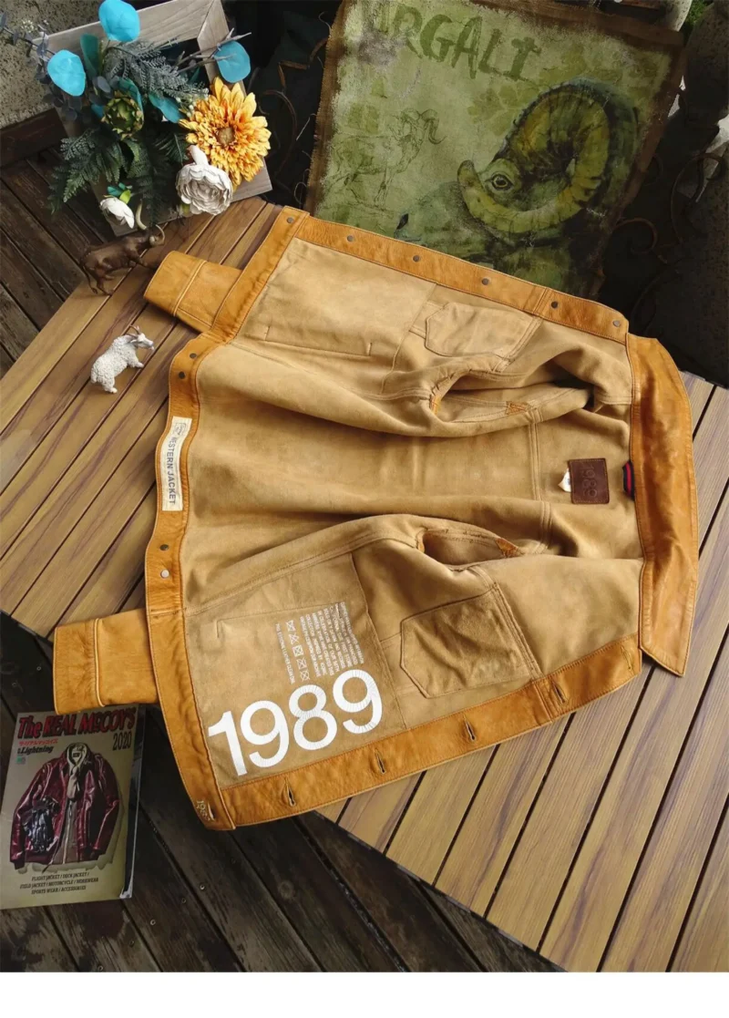 Vintage Western Goatskin Leather Cowboy Jacket for Men - Image 5