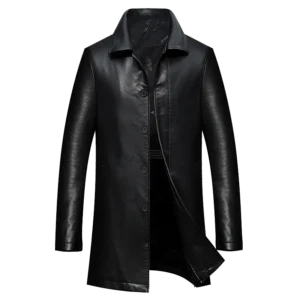 Men's Premium Leather Trench Coat with Cashmere Lining
