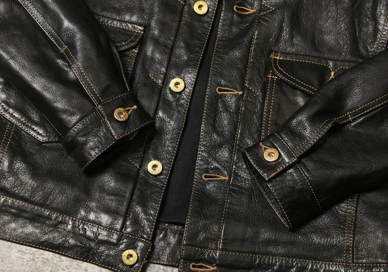 Men's Classic Goat Leather Jacket with Lapel Collar for Spring and Fall - Image 4