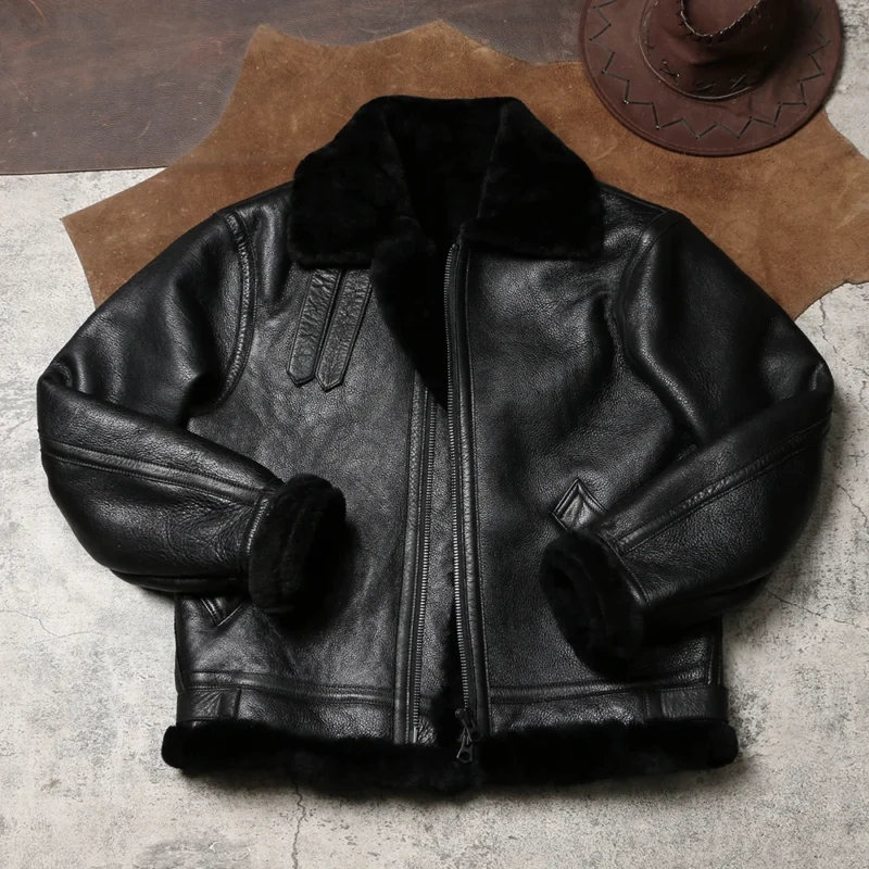 Premium Sheepskin Shearling B3 Bomber Jacket for Men